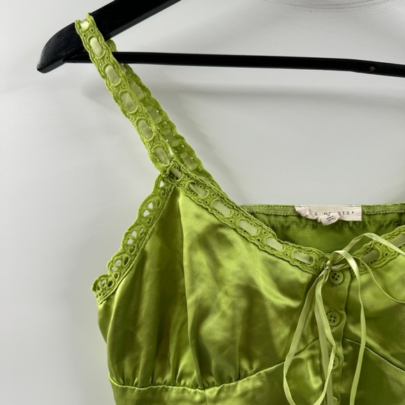 PacSun LA Hearts Green Satin Tank Top – Size Small - Picture 2 of 6
